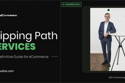 Before-and-after clipping path service example showing a businessman photo with pen tool path points isolating the subject from the background, for the Digi5 Studios blog "Clipping Path Services: The Definitive Guide for eCommerce.